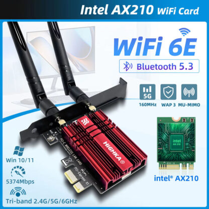 AX210 BT 5.3  5374Mbps WiFi6E 802..11AX 데스크탑 무선랜카드