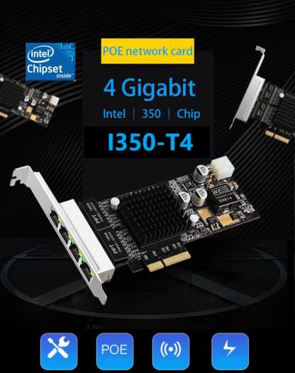 Intel I350-T4 칩셋 PoE 서버 4 포트 랜카드 70W