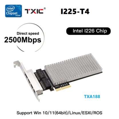 인텔칩셋 TXIC I225-T4 PCIe I226 chip 4 포트  2.5 기가비트 랜카드